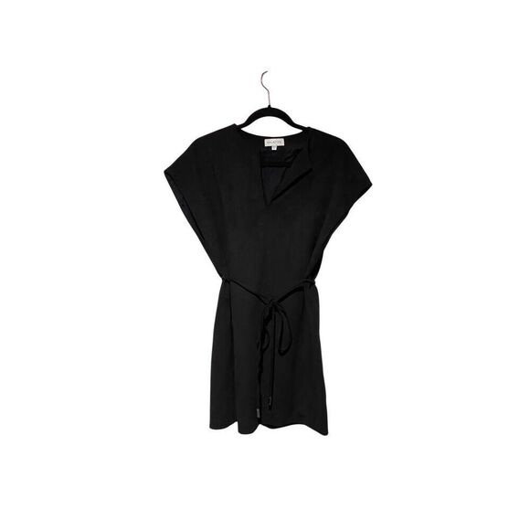 Halston women’s black front tie, cap sleeve dress size small  - Picture 2 of 5